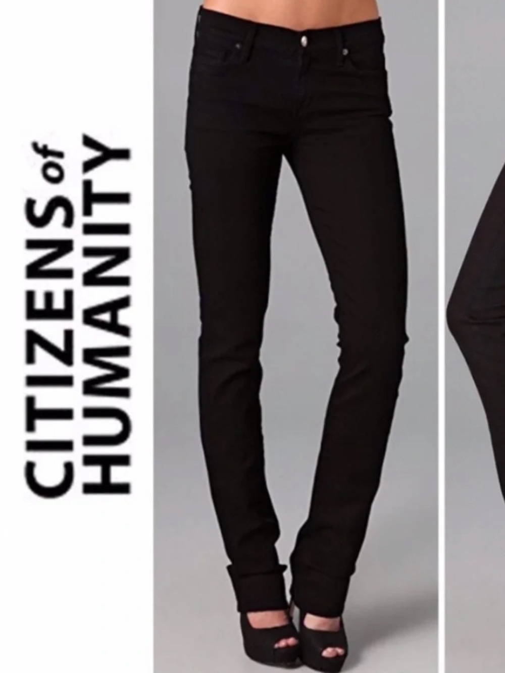 Citizens of Humanity Black Elson Midrise Straight Leg Jean Pant Size 30